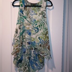 Talk of the Walk Size Large Paisley Georgette Shift Tank shirt